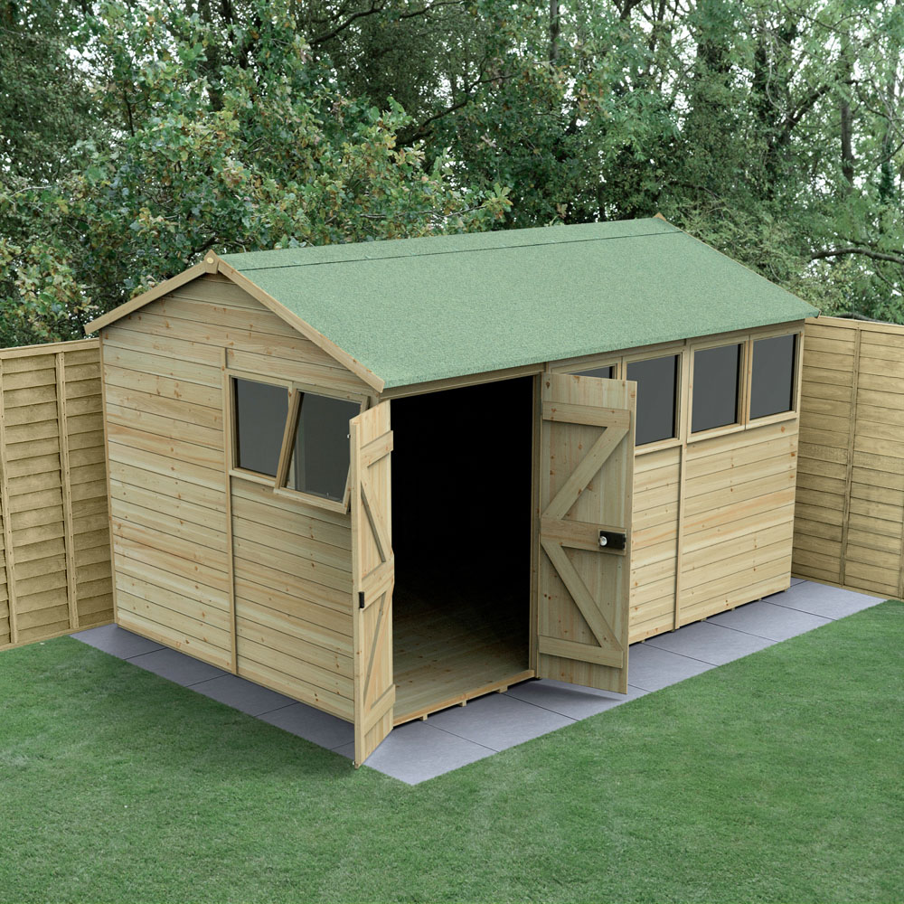 Forest Garden Timberdale 12 x 8ft Single Opening Tongue and Groove Reverse Apex Garden Shed Image 2