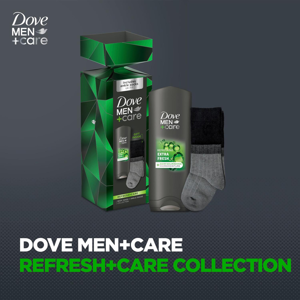 Dove Men+Care Refresh+Care Body Wash and Socks Gift Set 3 Pack Image 3