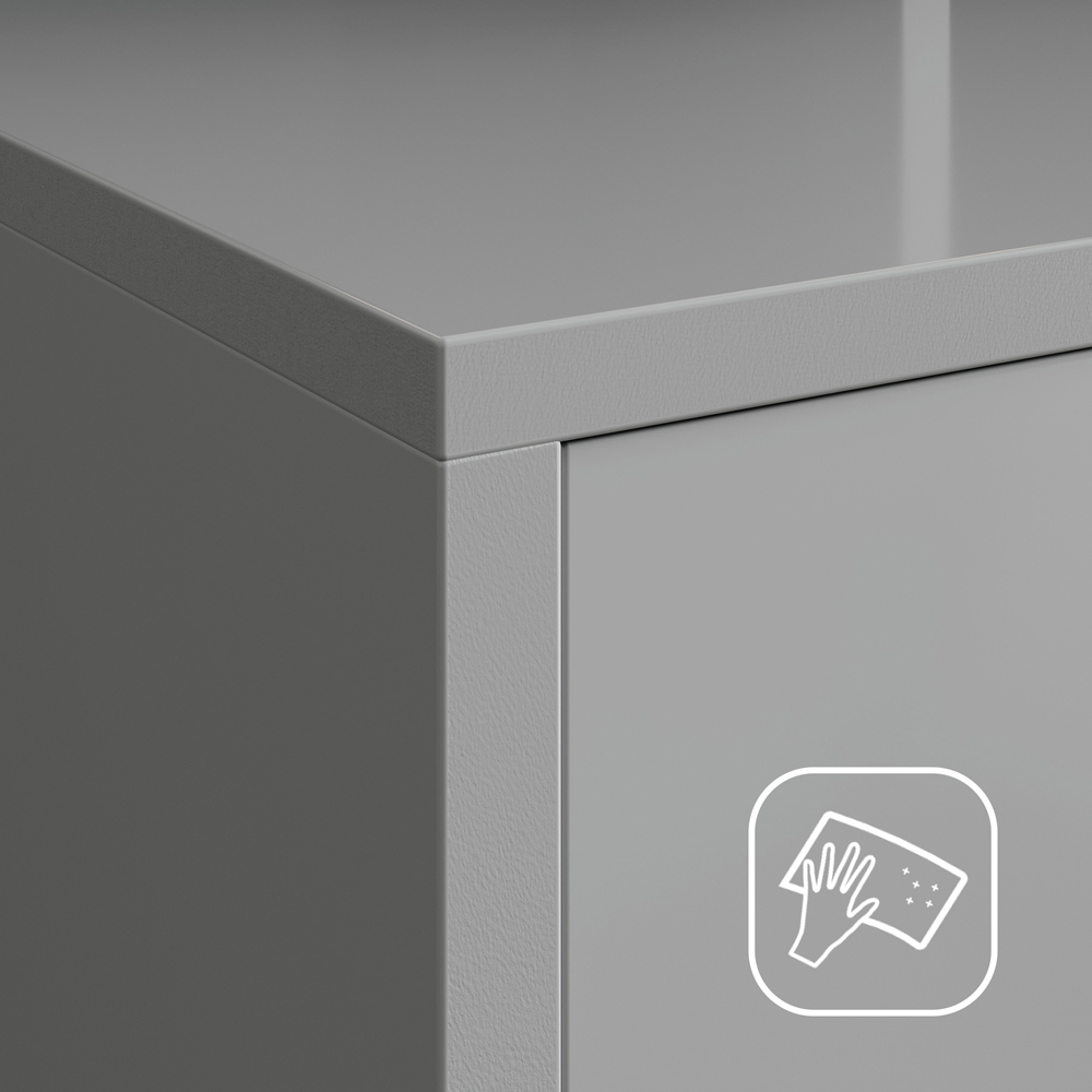 Brooklyn Truro Single Door Single Drawer 7 Shelf Grey Adjustable Dressing Table with LED Mirror Image 7