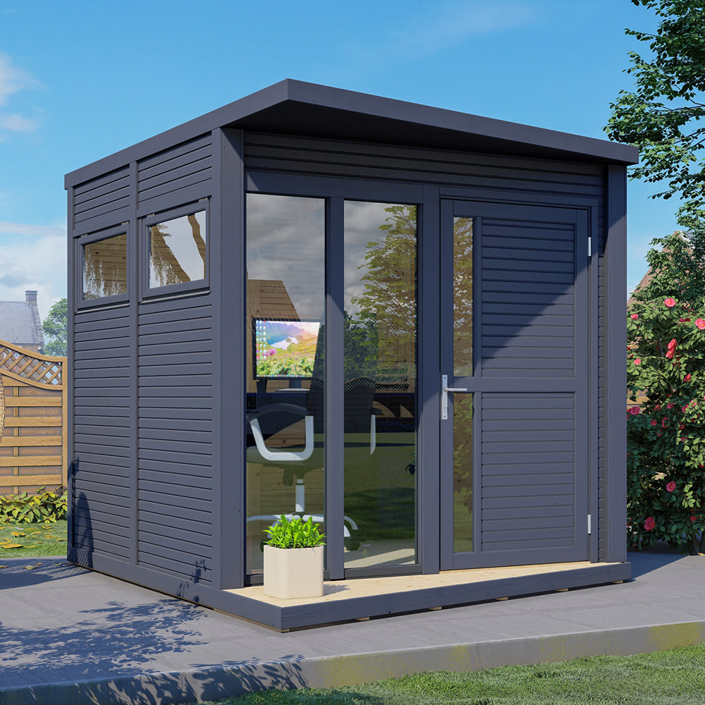 Rowlinson Concept 10 x 8ft Anthracite Pent Roof Garden Office Image 2