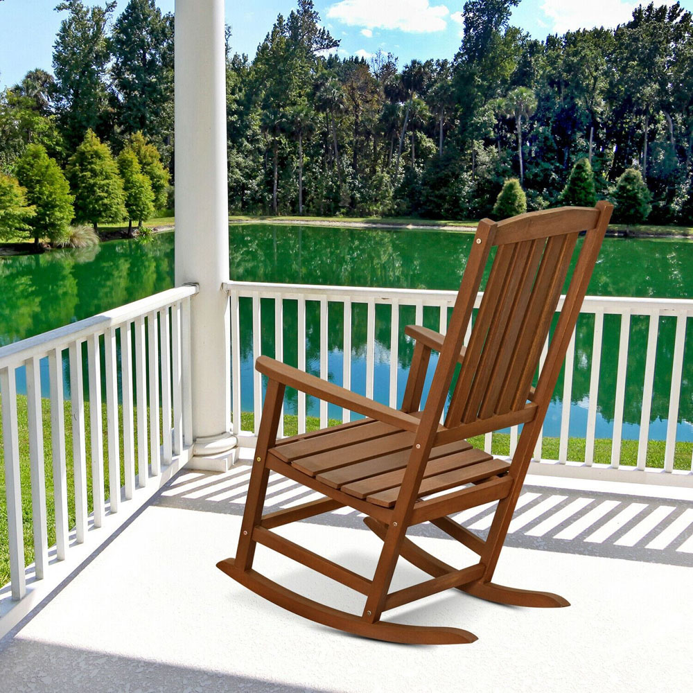 Walplus Teak Oil Hardwood Rocking Chair Image 5