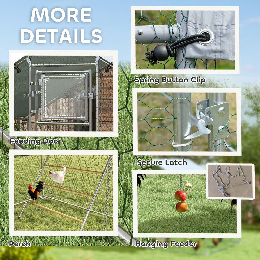 PawHut Walk In Chicken Run with Cover and Hanging Feeder Image 7