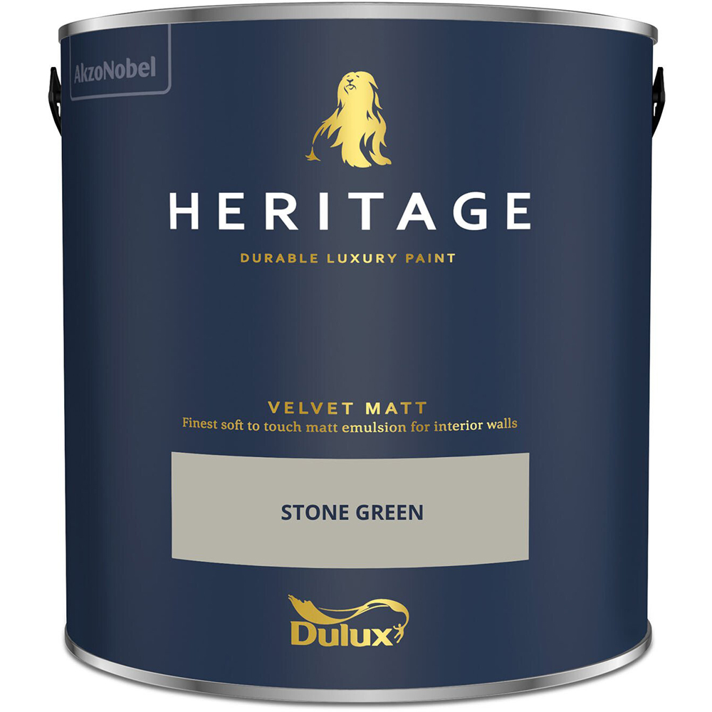 Dulux Heritage Walls and Ceilings Stone Green Velvet Matt Emulsion Paint 2.5L Image 2