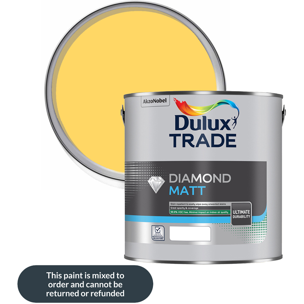 Dulux Trade Lemon Zest Walls and Ceilings Diamond Matt Paint 5L Image 1
