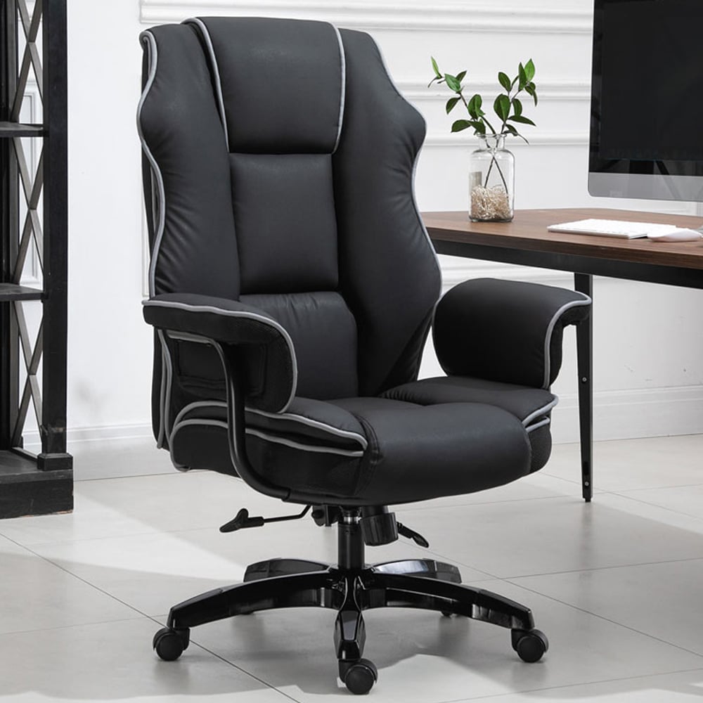 Portland Black PU Leather Swivel Recliner Office Chair Image 1