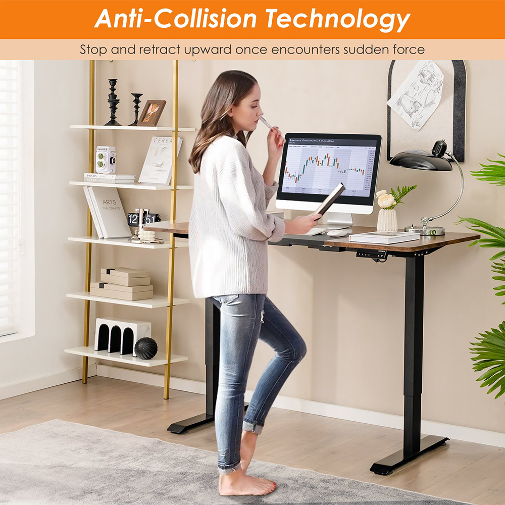 Costway Electric Height Adjustable Standing Desk Rustic Brown Image 6