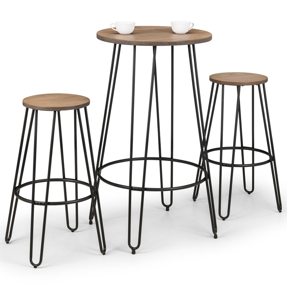 Julian Bowen Dalston Oak Round Bar Stool Set of 2 Image 6