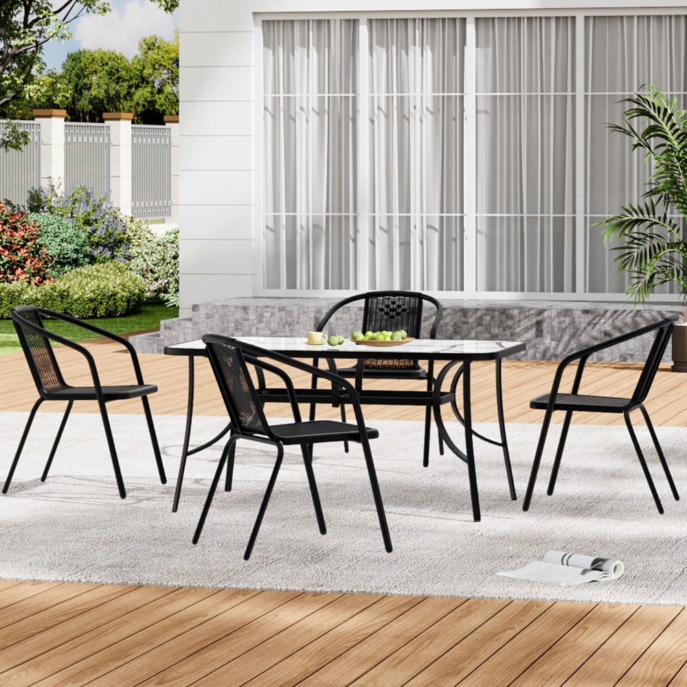 Living and Home Wicker 4 Seater Bistro Set Image 5