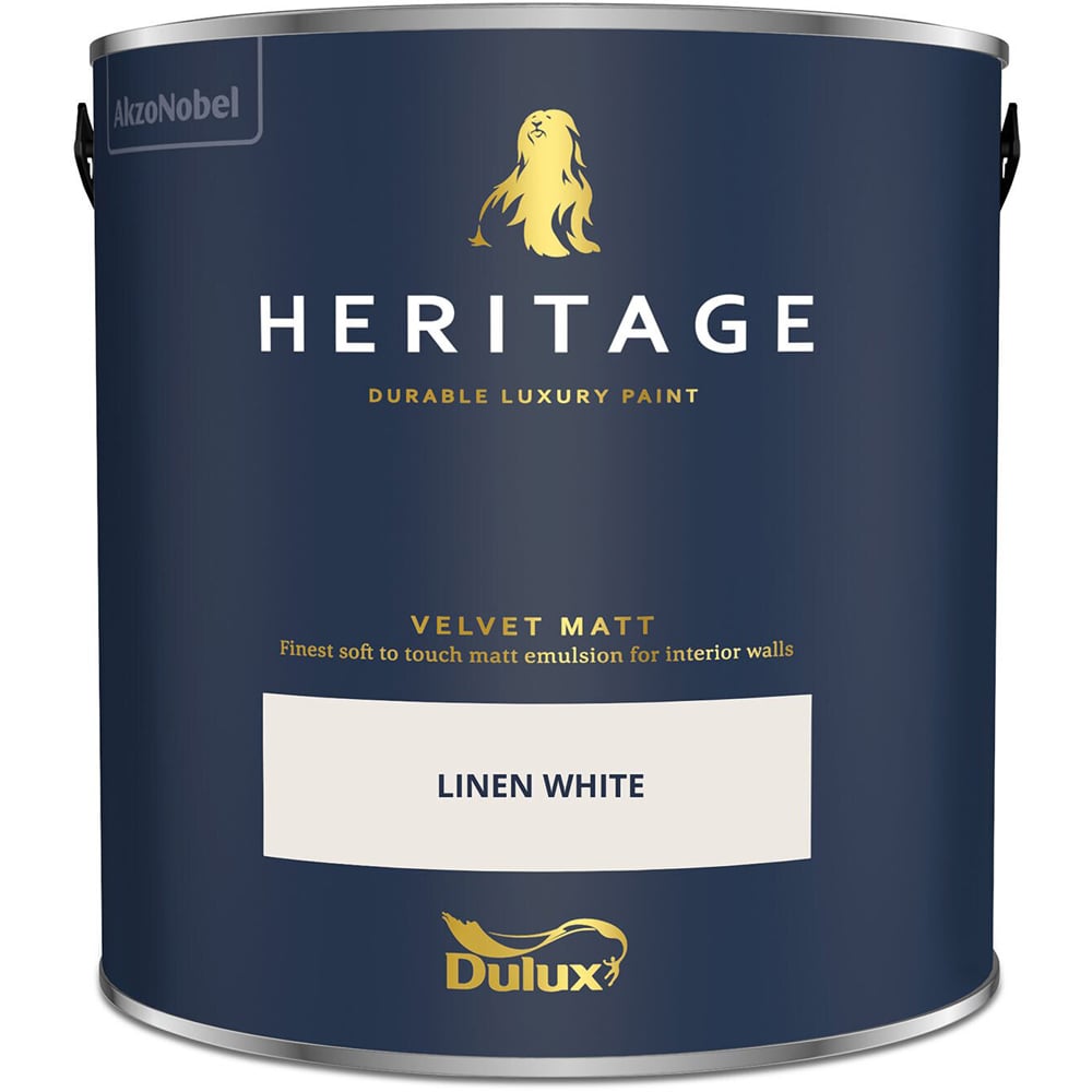 Dulux Heritage Walls and Ceilings Linen White Velvet Matt Emulsion Paint 2.5L Image 2