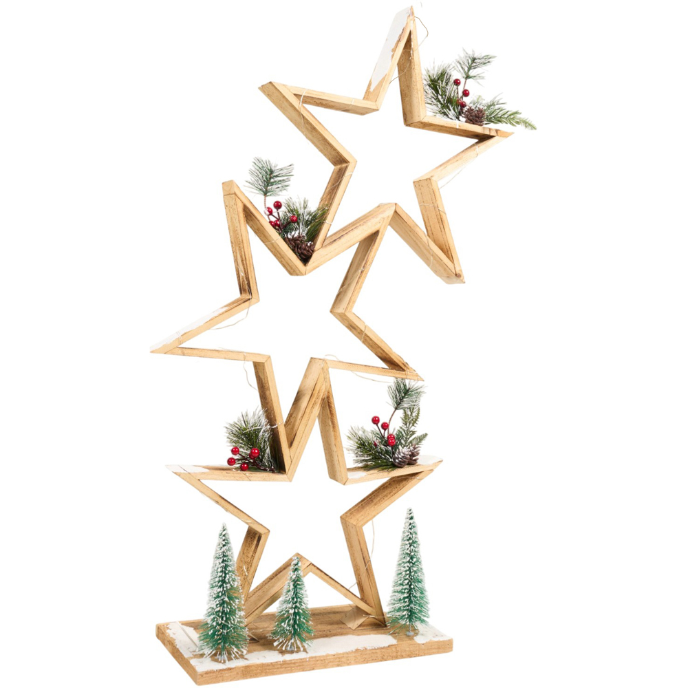 LED Stacking Wooden Star Decoration Image 2