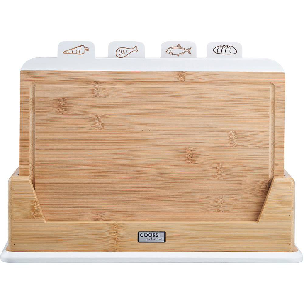Cooks Professional Bamboo White Tab Chopping Boards 4 Pack Image 3