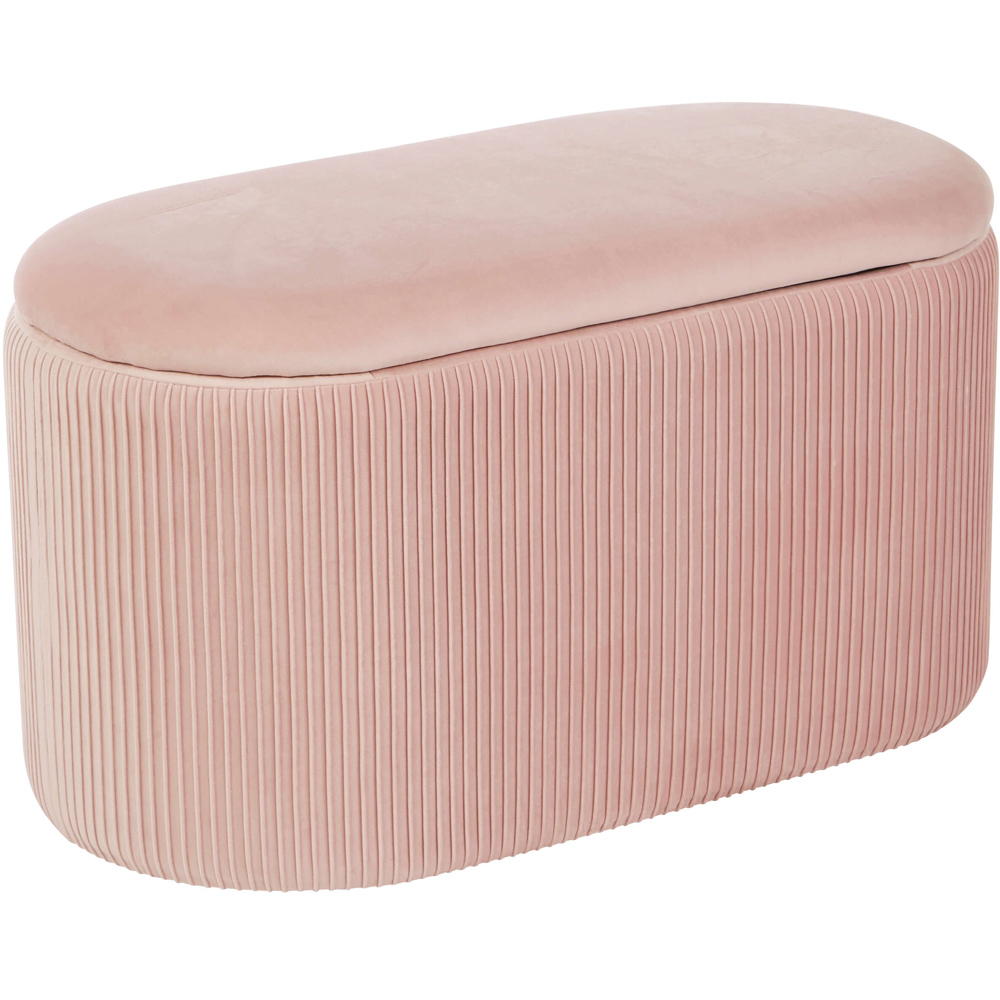 Home Source Aurora Pink Lift Top Velvet Fabric Storage Ottoman Image 2