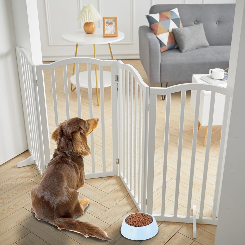 Living and Home 4 Panel Wooden Freestanding Foldable Pet Safety Gate Image 7