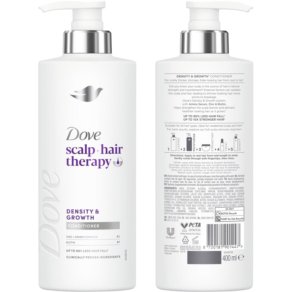 Dove Scalp+Hair Therapy Density and Growth Shampoo and Conditioner Duo 400ml 6 Pack Image 5