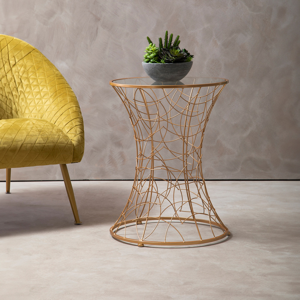 Premier Housewares Lexa Rose Gold Concave-Shaped Accent Table Image 3
