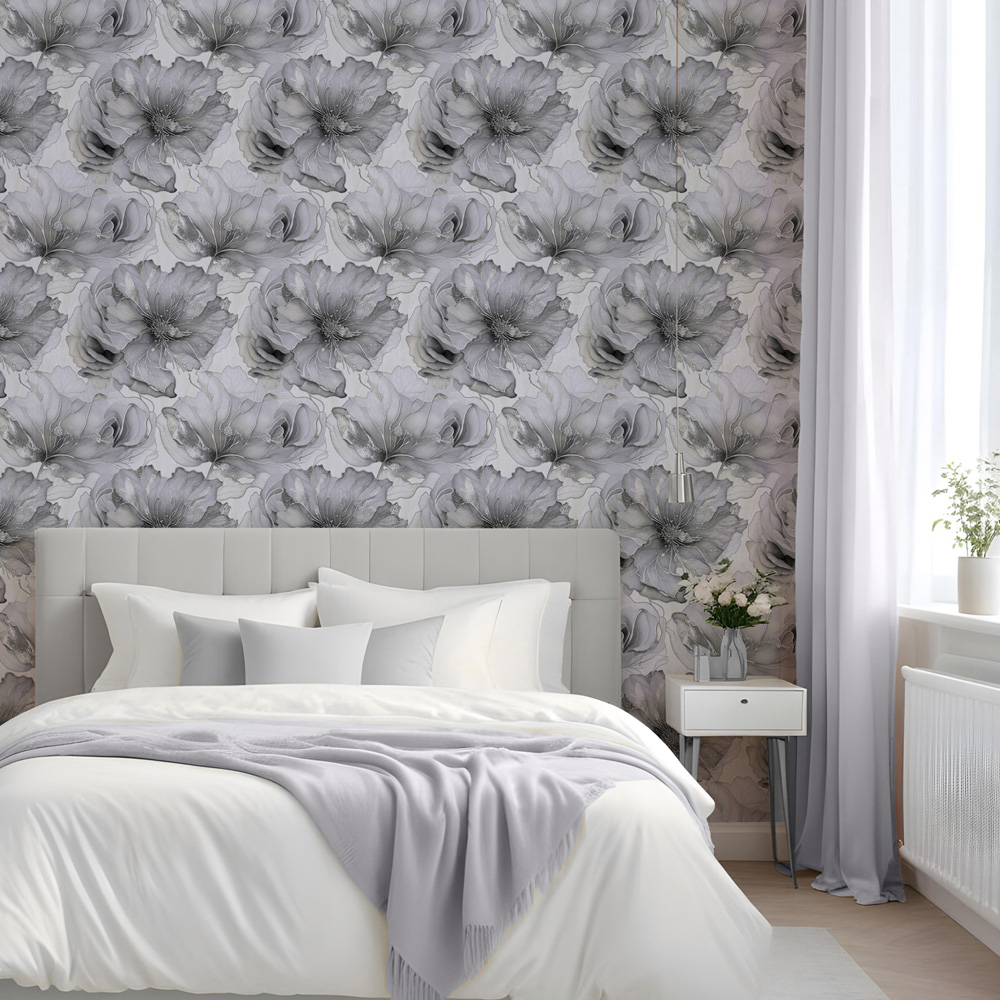 Muriva Renata Floral Grey Wallpaper Image 7