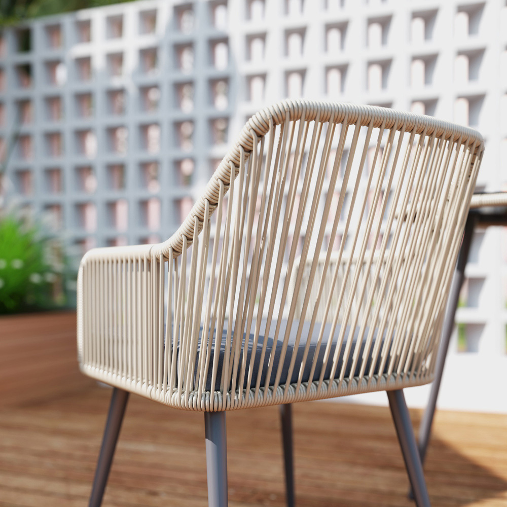 Outsunny 4 Seater Rattan Dining Set Light Brown Image 4