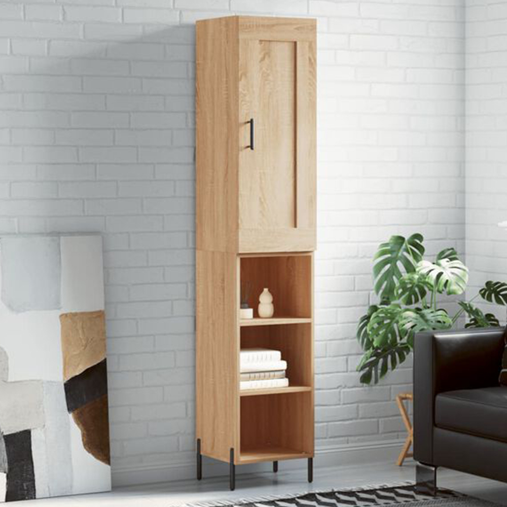 vidaXL Single Door 3 Shelf Sonoma Oak Highboard Image 1