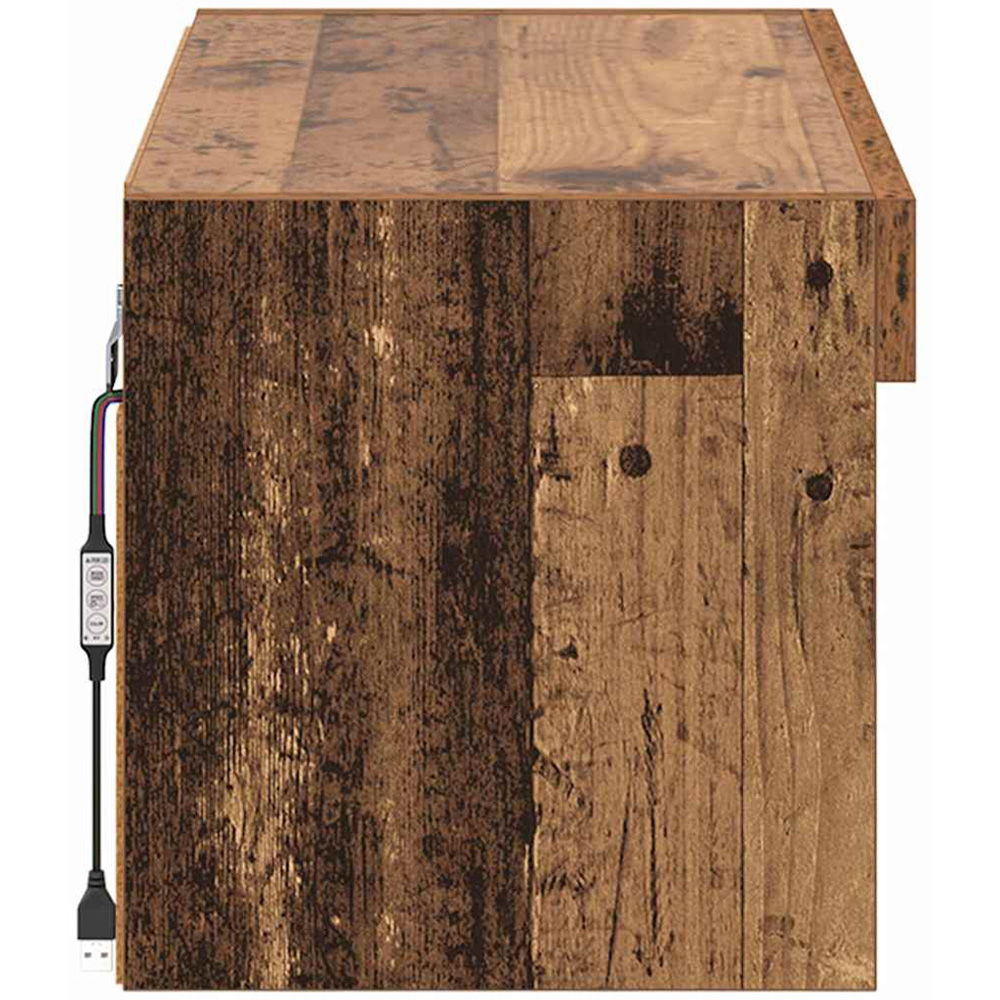 vidaXL Single Shelf Old Wood Wall Mounted Wide TV Cabinet with LED Light Image 8