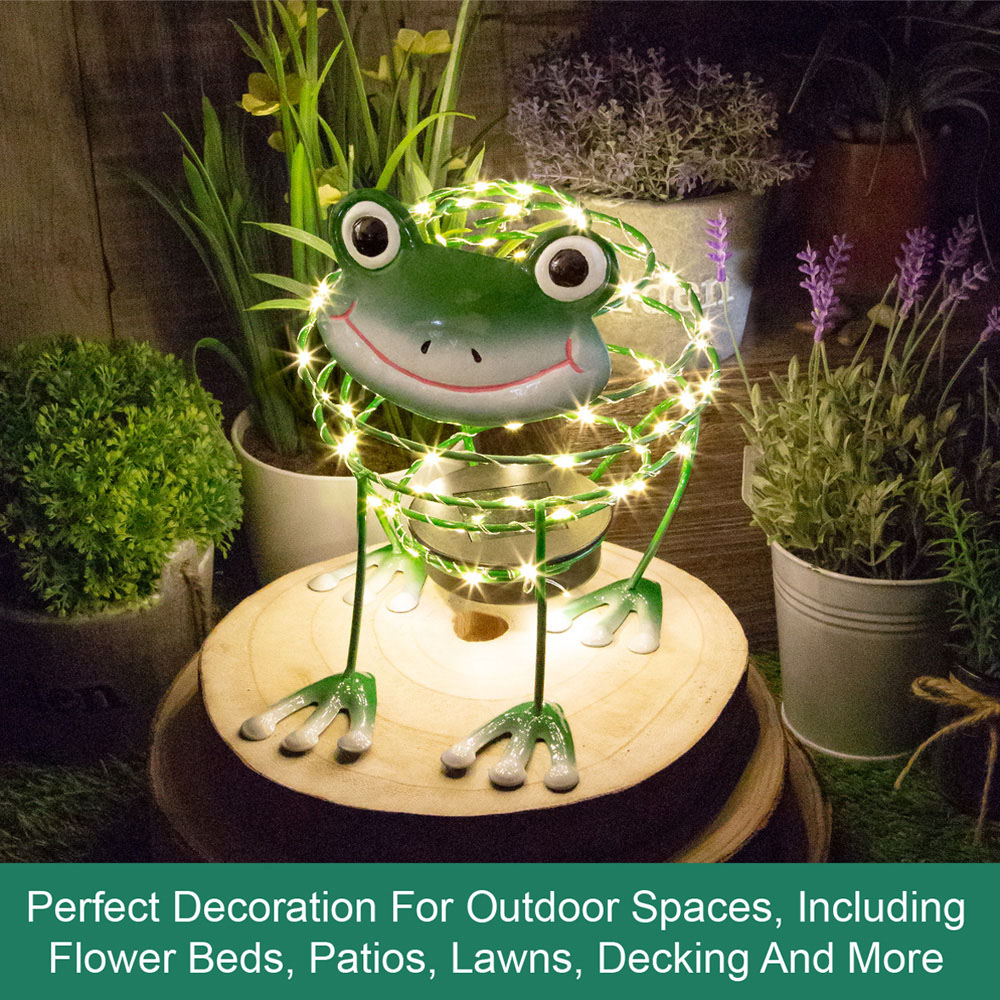 GardenKraft Micro LED Solar Wire Frog Statue Image 7