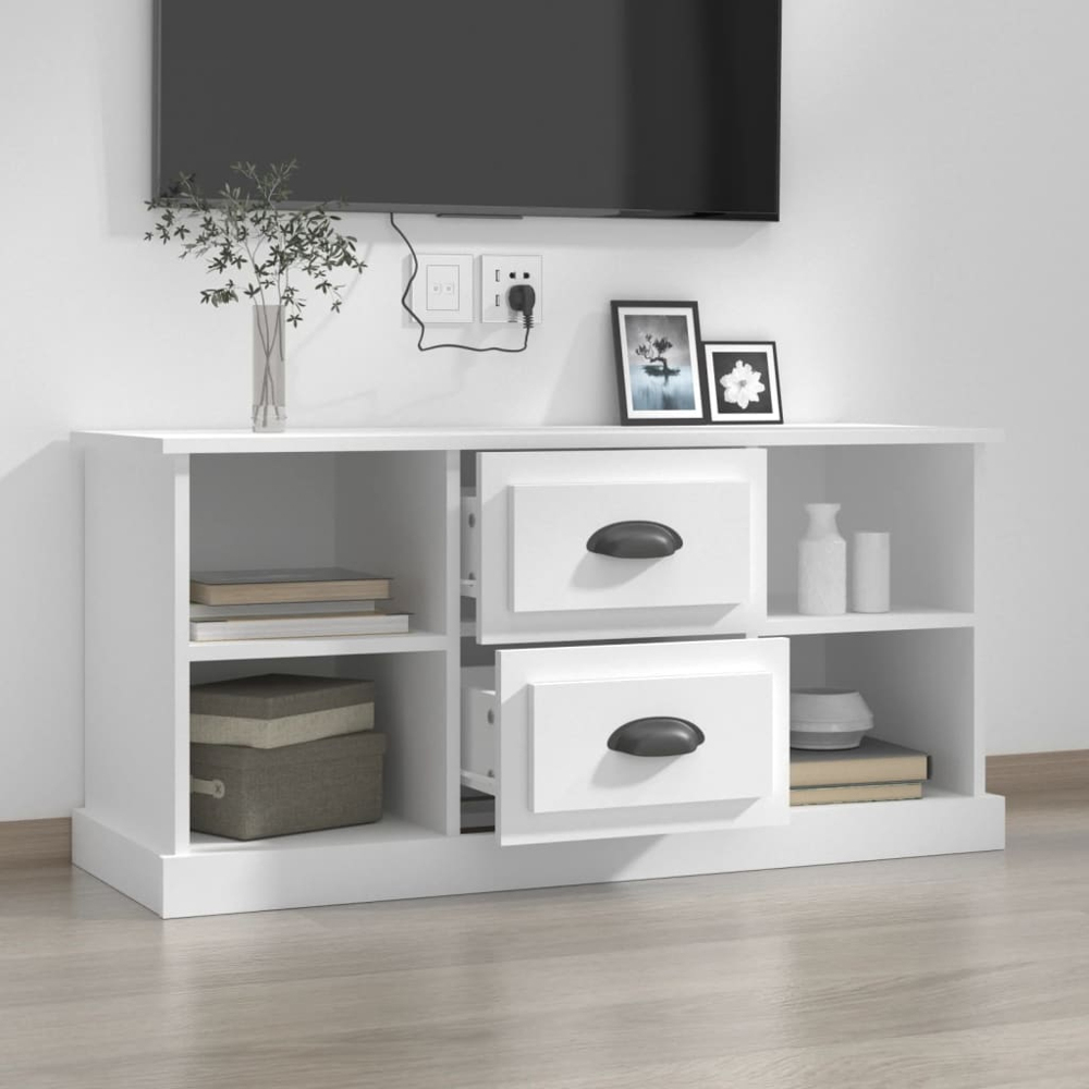 vidaXL 2 Drawer 4 Shelf White TV Cabinet Image 3