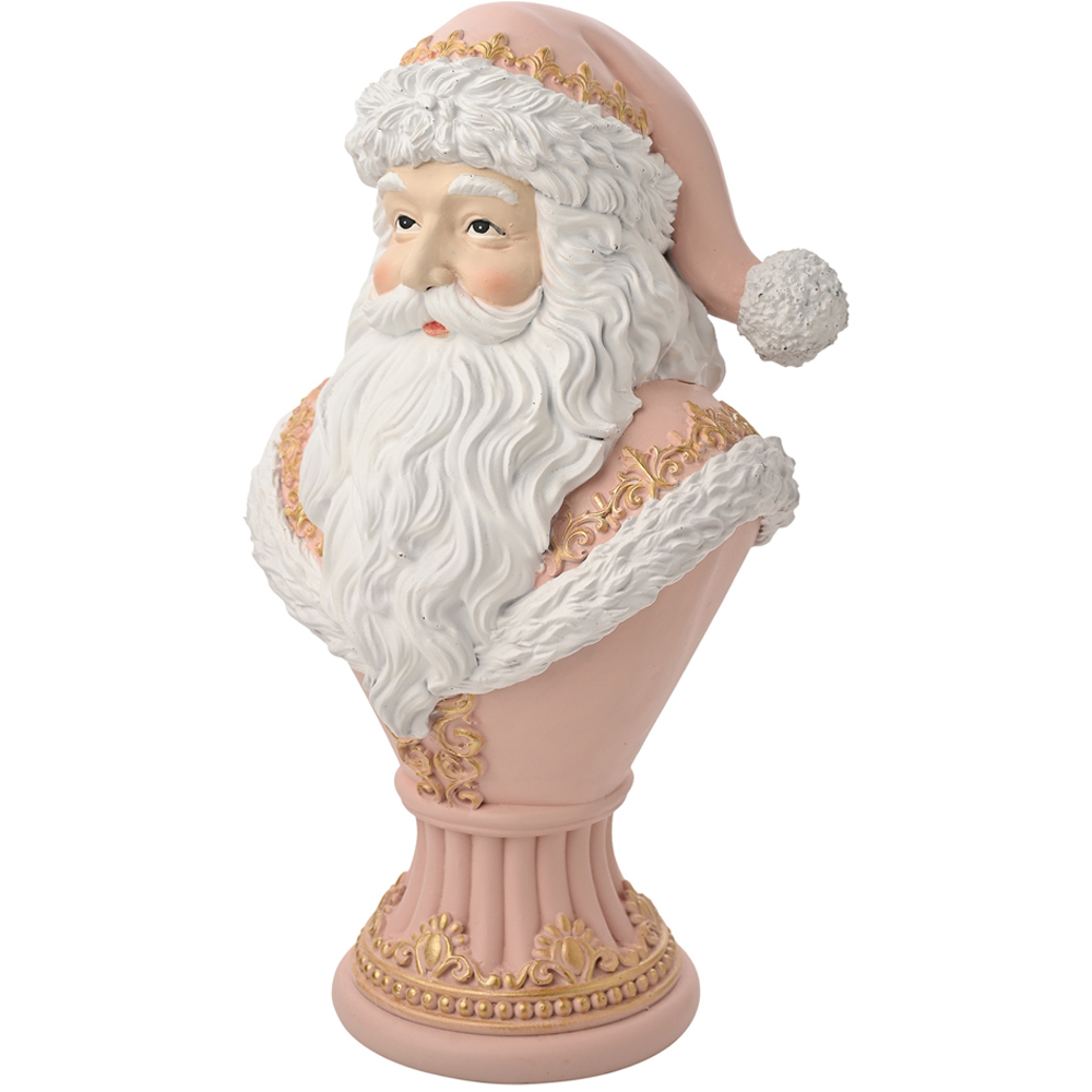 The Seasonal Gift Co. Pink Santa Bust Christmas Decoration Image 3