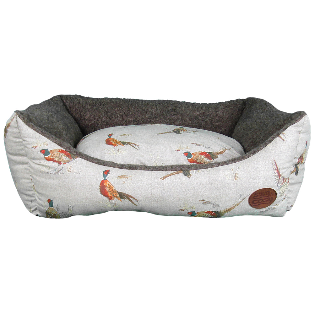 Snug & Cosy Medium Rectangle Pheasant Print Dog Bed Image 1