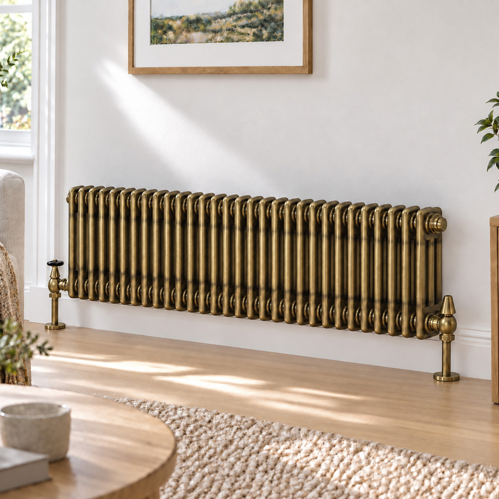 Go Bathrooms Clarence Antique Brass 3 Column 30 Section Radiator 400 x 1370mm Image 2