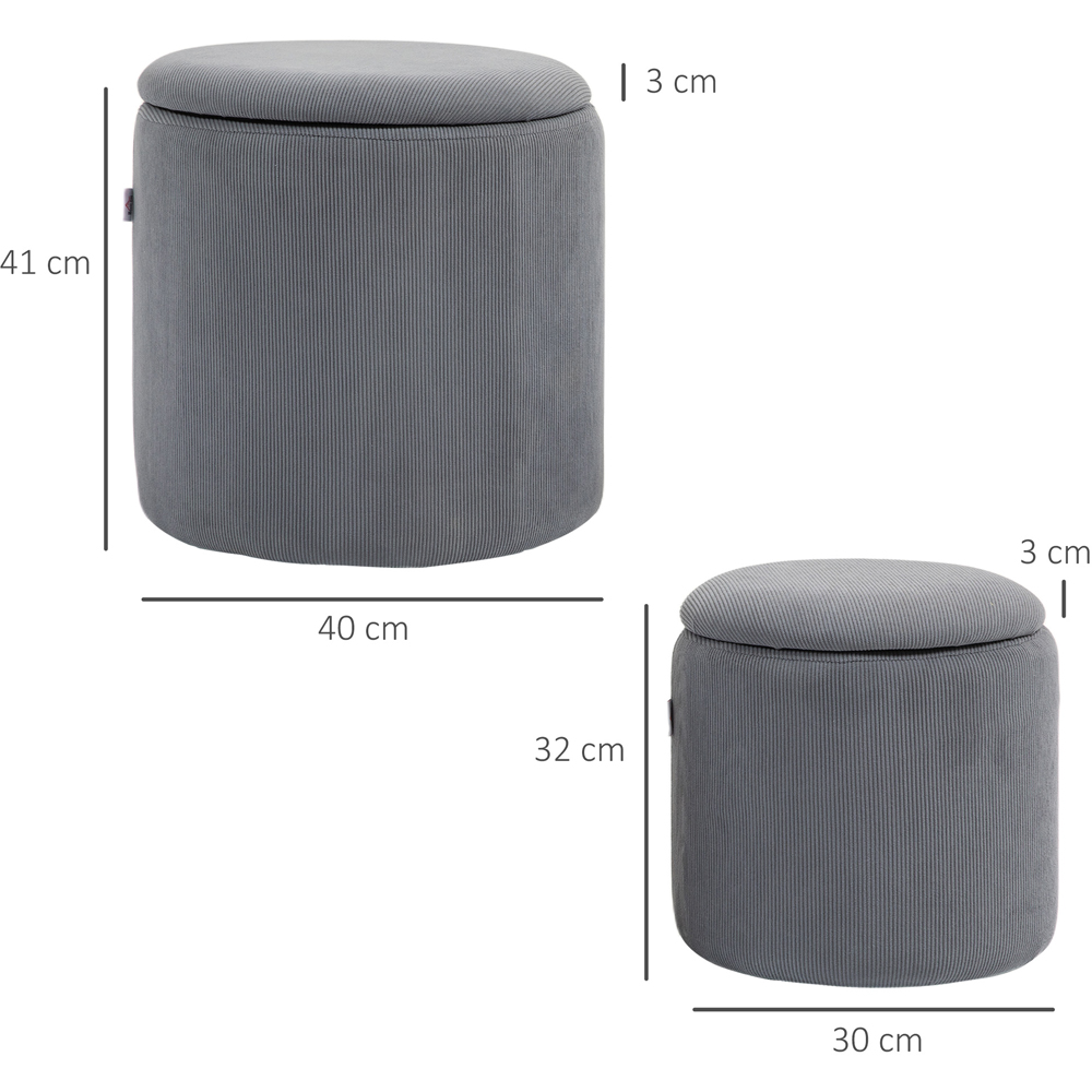 HOMCOM Corduroy Ottoman Footstool Set of 2 Image 8