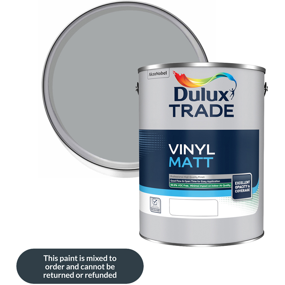 Dulux Trade Warm Pewter Walls and Ceilings Vinyl Matt Paint 5L Image 1