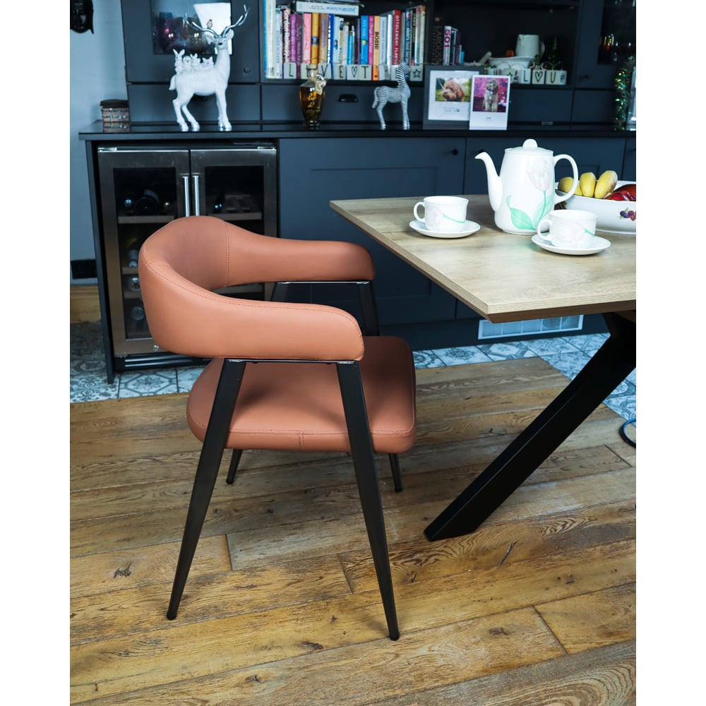MMT Furniture Designs Set of 2 Tan Wrap Around Vintage Dining Chair Image 4