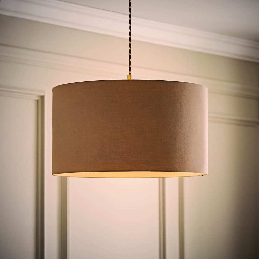 ValueLights Reni Taupe Fabric Large Drum Ceiling Lamp Shade Image 6