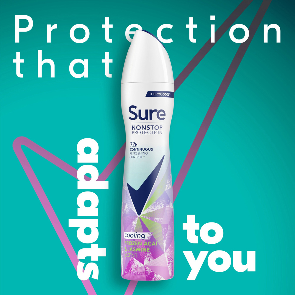 Sure Women Nonstop Protection Frozen Acai and Jasmine Antiperspirant Deo 250ml 6 Pack Image 4