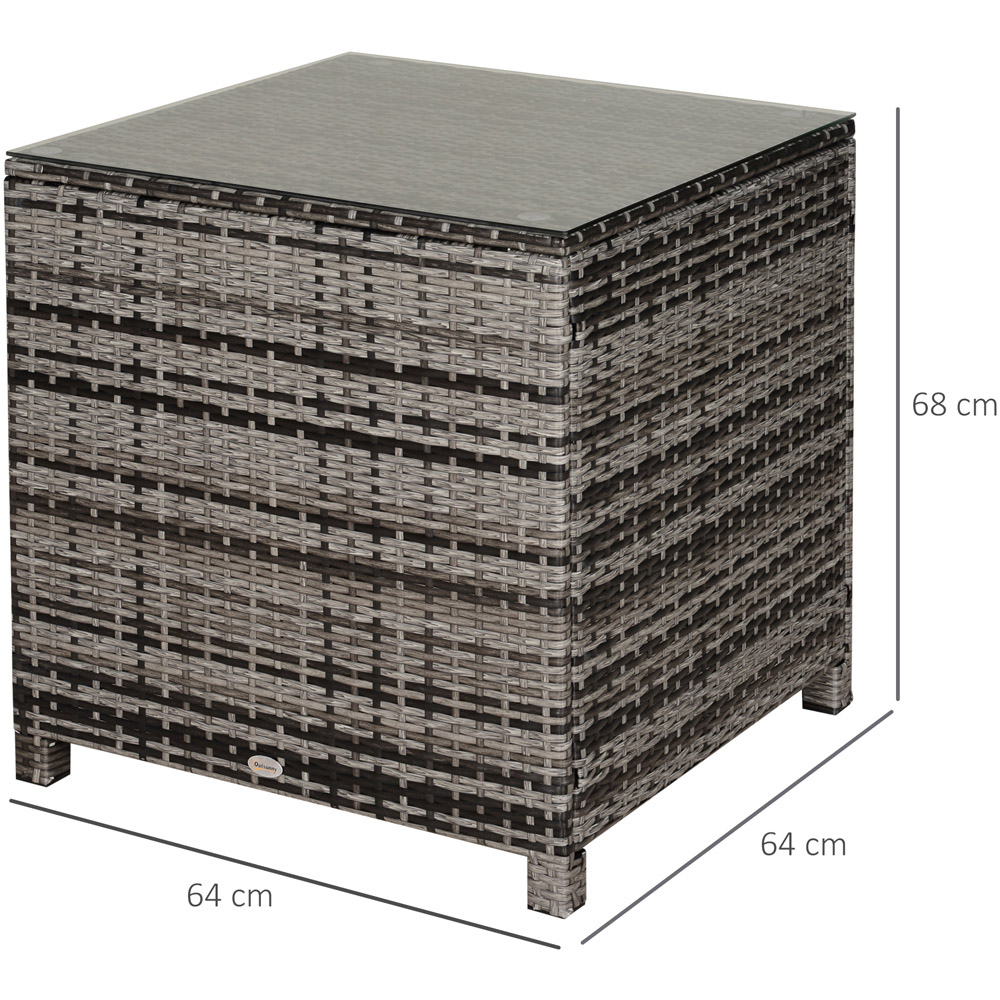 Outsunny Grey Rattan Side Table Image 8