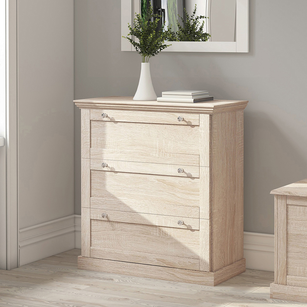 Loft24 Binz 3 Drawer Narrow Oak Chest of Drawers Image 8