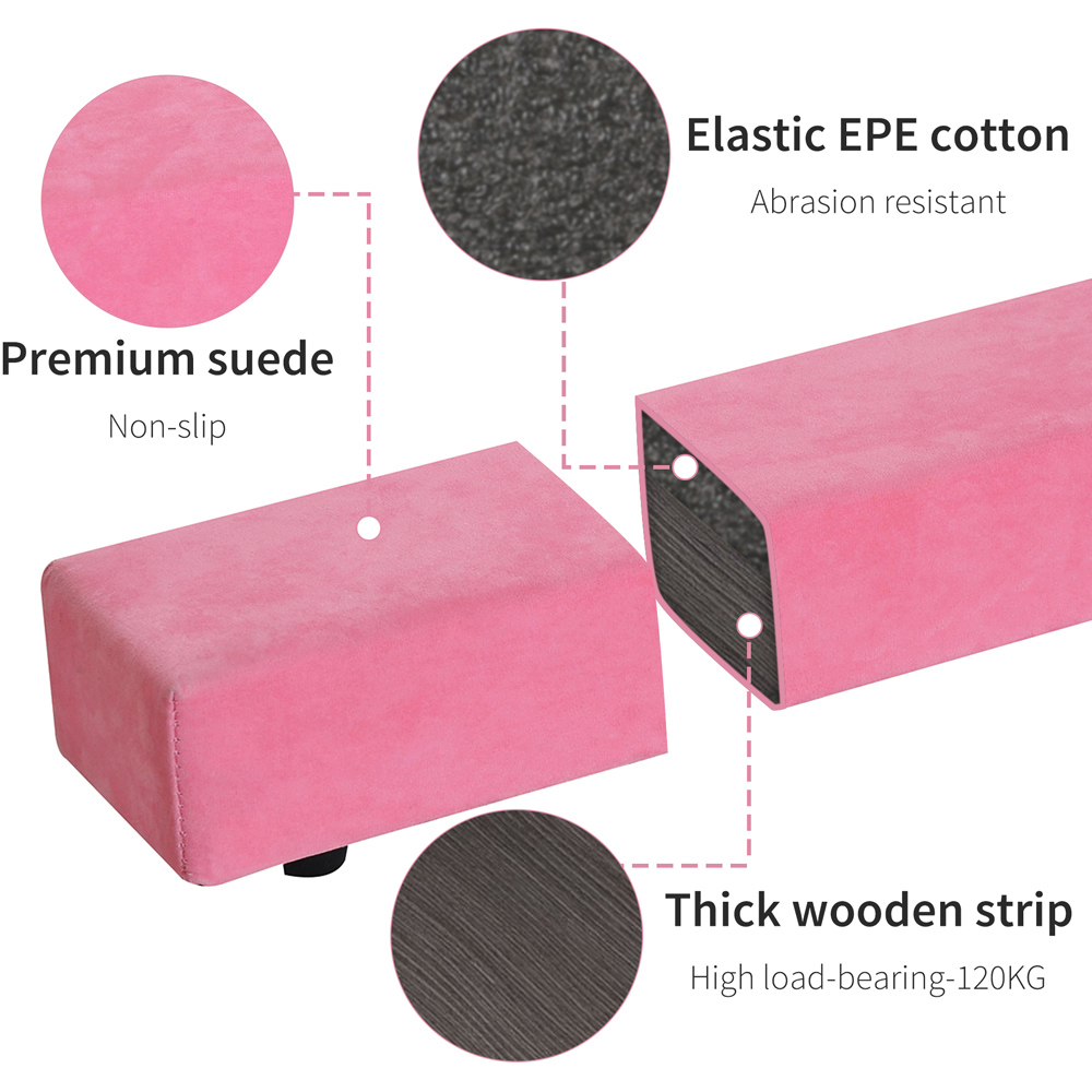 HOMCOM Pink Foldable Gymnastics Balance Beam 210cm Image 8