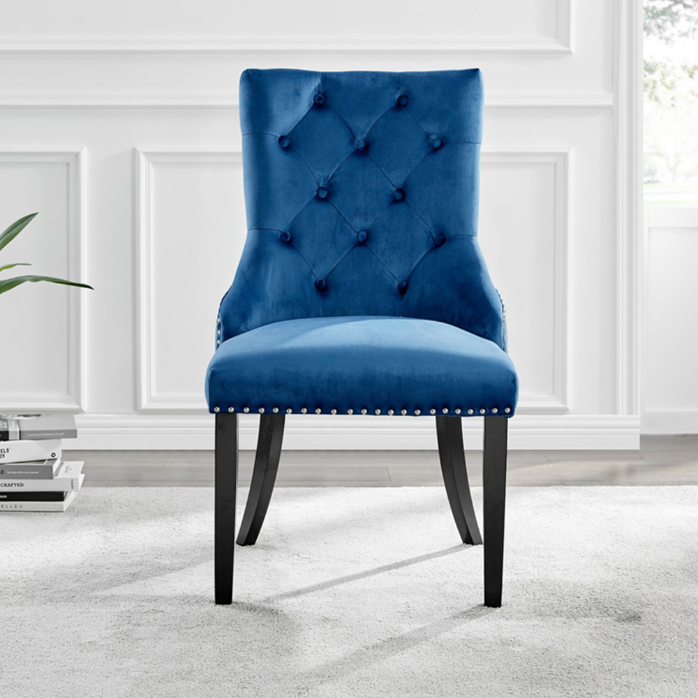 Furniturebox Arona Kensington 6 Seater Round Dining Set Blue and Black Image 3