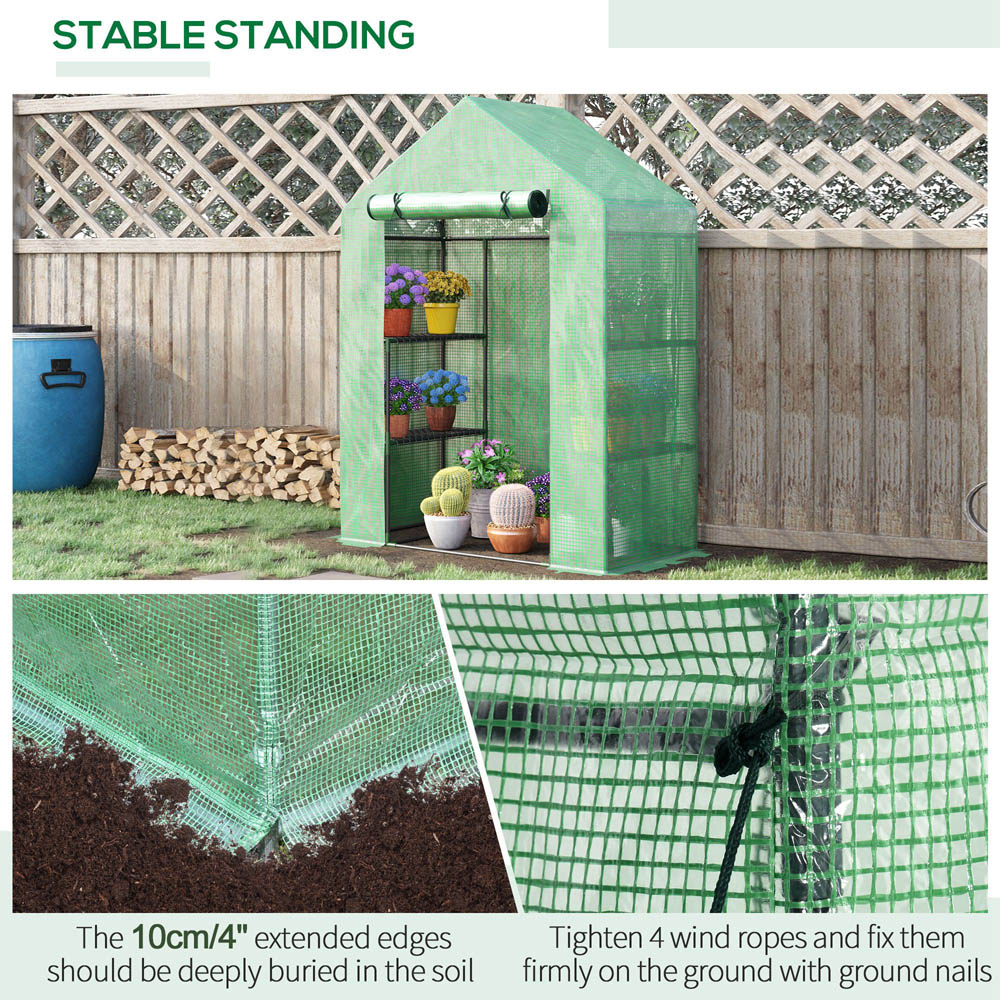 Outsunny Green 4.5 x 2.5ft Walk In Greenhouse Image 5