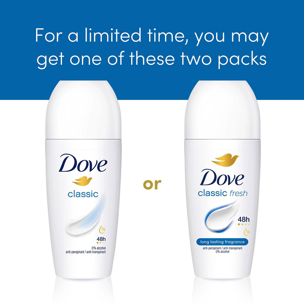 Dove Classic Fresh Anti-Perspirant Roll On 50ml 30 Pack Image 6