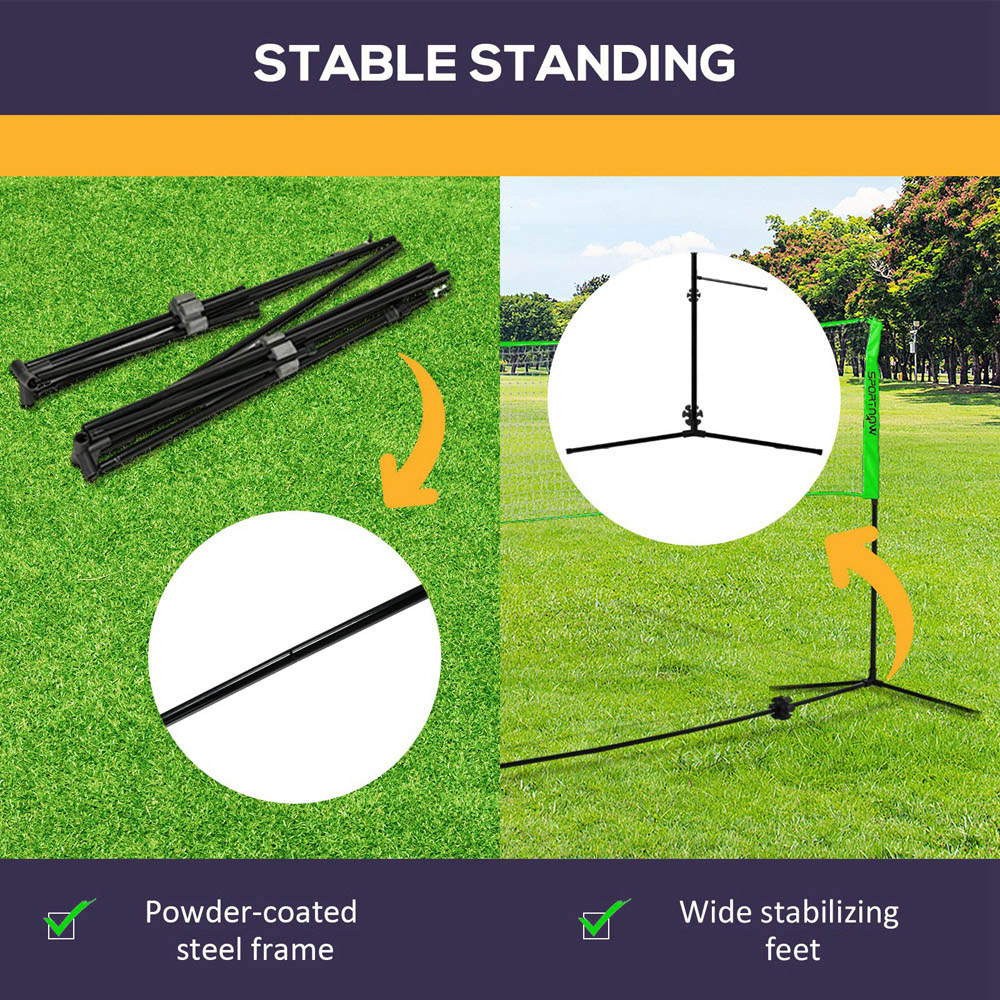 SPORTNOW Adjustable Height Badminton Net Set with Carry Bag 107-155cm Image 6