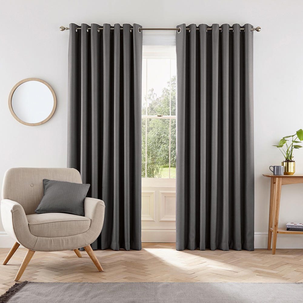 Helena Springfield Eden Charcoal Lined Eyelet Curtains 168 x 137cm Image 4