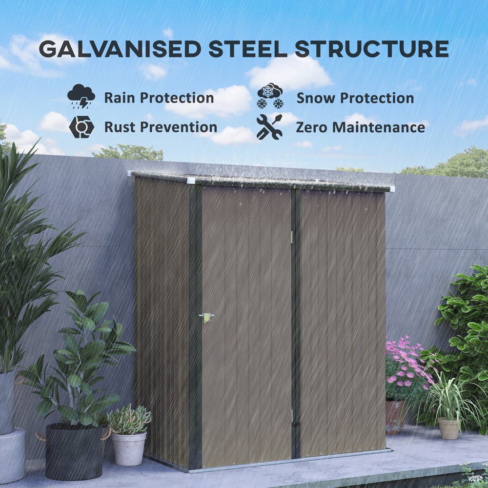 Outsunny 6.4 x 5.3ft Single Door Light Grey Outdoor Storage Shed Image 7