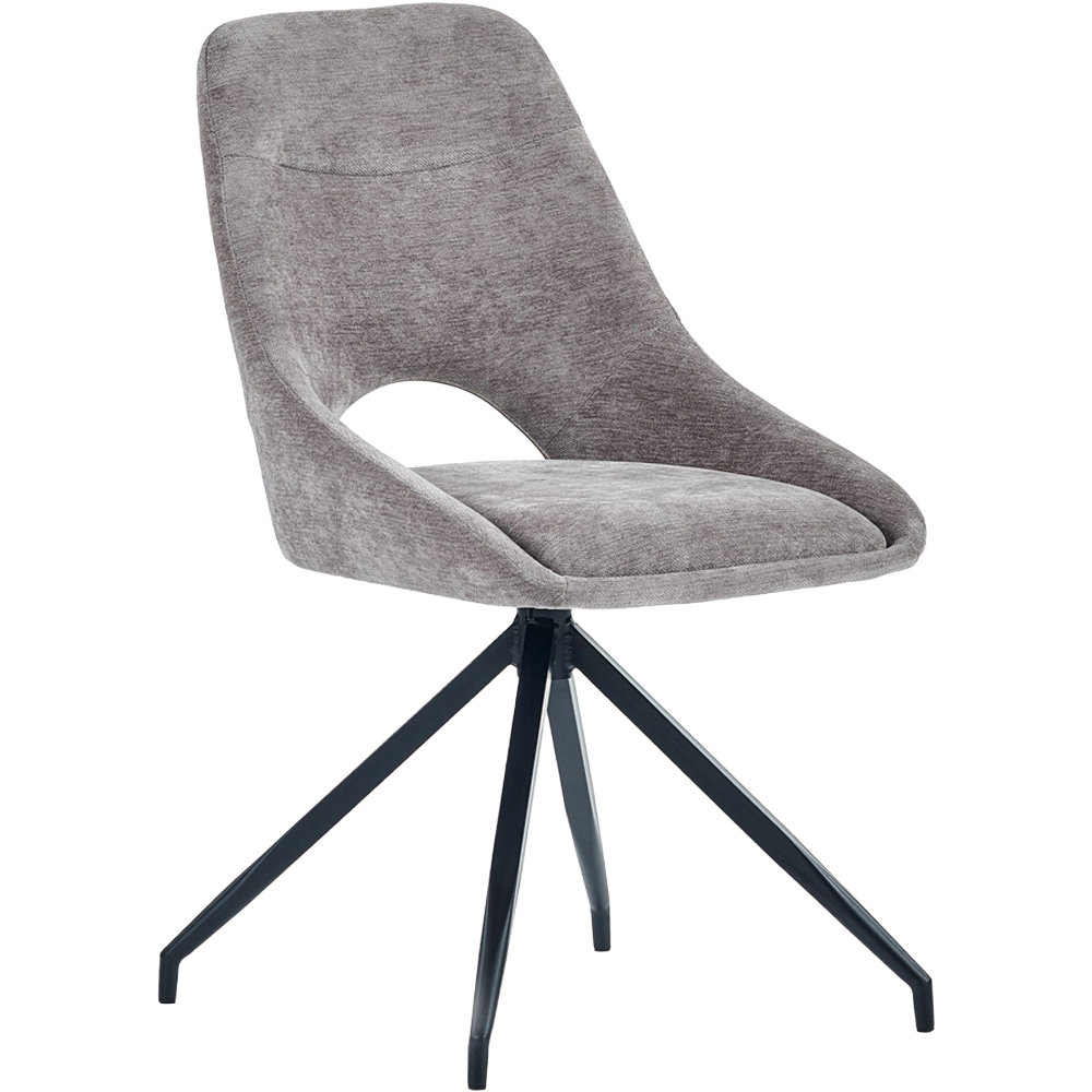Julian Bowen Jonah Set of 2 Grey Chenille Upholstered Swivel Dining Chair Image 3
