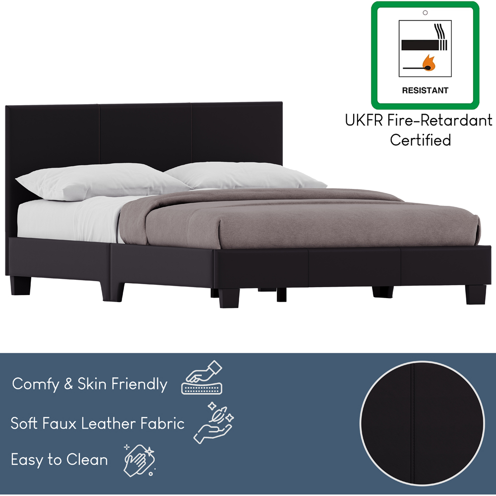 VIDA DESIGNS Lisbon Double Black Faux Leather Bed with Gel Memory Foam Mattress Image 6