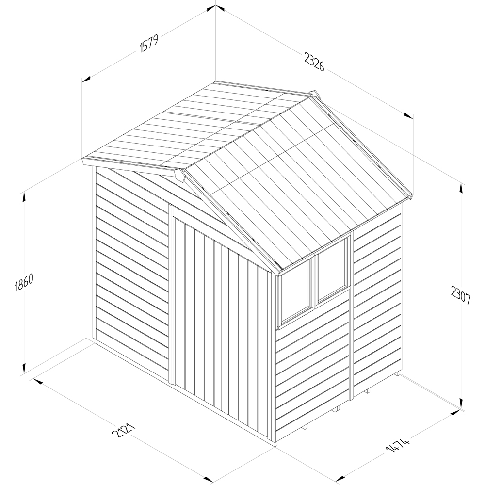 Forest Garden Timberdale 7 x 5ft Single Opening Apex Shed Image 9