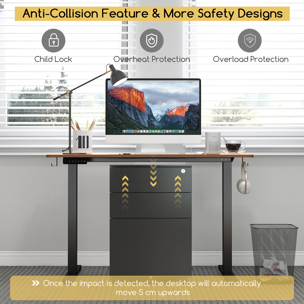 Costway Height Adjustable Standing Desk Brown Image 5
