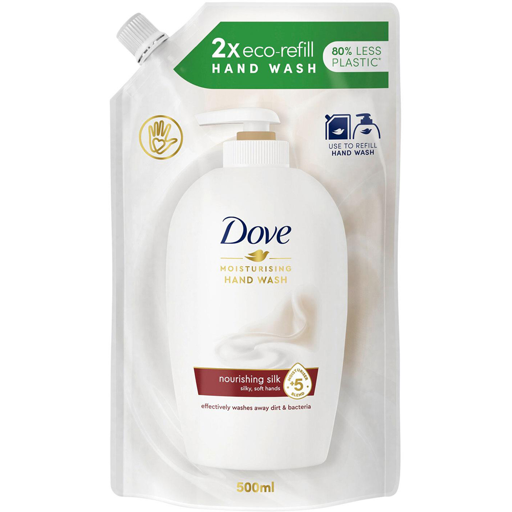 Dove Nourishing Silk Liquid Hand Wash Eco Refill 500ml 6 Pack Image 2