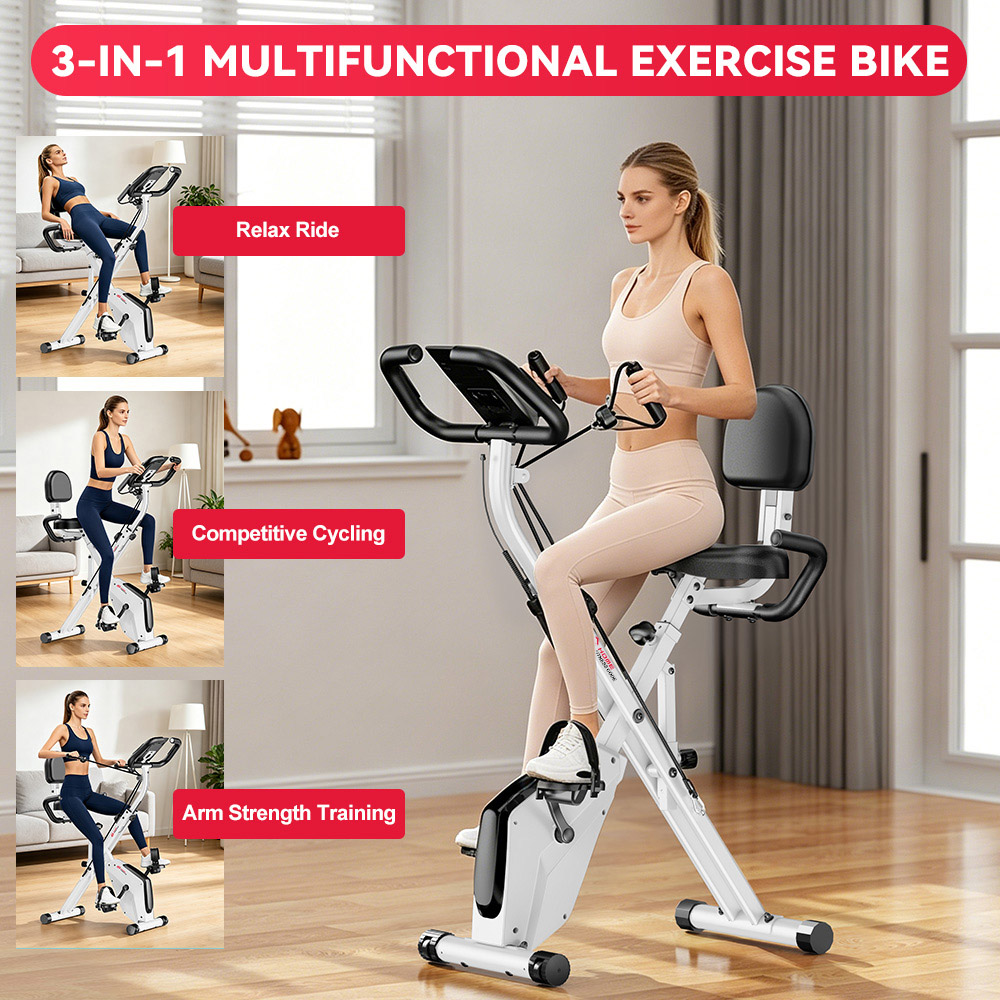 Rattrix White Magnetic Resistance Foldable Exercise Bike Image 2
