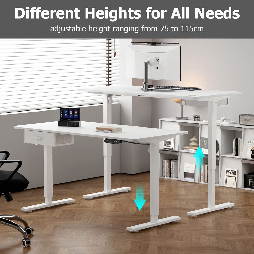 wilko Easton Height Adjustable Electric Computer Desk White Image 5