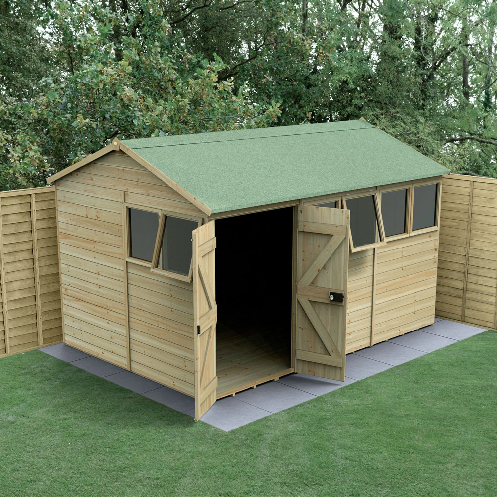 Forest Garden Timberdale 12 x 8ft 2 Opening Tongue and Groove Reverse Apex Garden Shed Image 2